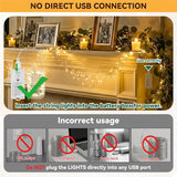 16FT Rechargeable Fairy Lights 50 LED Warm White 8 Modes Battery Operated String Lights