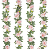 4Pcs(26 Ft) Artificial Rose Vine Fake Flower Garland Fake Silk Rose Hanging Vine For Wedding Party Background Arch Garden Background Decoration (Pink)