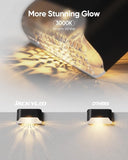 16 Pack Solar Deck Lights Black IP65 Waterproof Fence Step Railing Pathway Lights