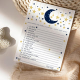 Twinkle Little Star Baby Shower Games For Boys - Word Scramble - Gender Neutral Activities For Guests - Celestial Theme In Blue And Gold - 25 Cards, 5X7