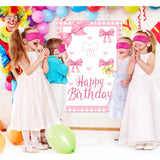 Bow Party Decorations Pin The Bow Party Game Set,Pink Bow Poster With 24 Bow Stickers For Girl Coquette Birthady Decor Classroom Game Wall Decoration