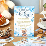 321 Blue Theme Bear Baby Shower Decorations Games Bearly Wait Baby Shower Games Wooden Don'T Say Sign Blue Theme Bear Themed Bearly Wait Gender Reveal Birthday Party Decorations Supplies