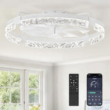 24 Inch Low Profile Ceiling Fan with Light and Remote Dimmable Bladeless Ceiling Fan
