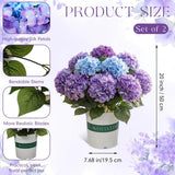 2 Pack Hydrangea Artificial Flowers Bouquets With Pot - Fake Silk Hydrangeas Faux Flowers For Home Arrangements Porch Garden Wedding Party Decor(Gradient Purple)
