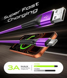 2 Pack 6FT USB A to USB C Fast Charging Cable 3A Charger Cord for iPhone 17 16 15 Samsung Galaxy S26 CarPlay Gray