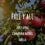 Fall Candles - 'It'S Fall Yall' Fall Candle W/Apple Cinnamon & Nutmeg I Infused With Essential Oils I Autumn Fall Scented Candles I Cozy Cute Fall Décor Fall Gifts I 9Oz Jar I 50Hr Burn I Made In Usa