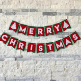 Felt Merry Christmas Banner Garland, 6.5''X5'' Each Piece,8.2 Ftx2, Indoor Decorations, Banner For Christmas Xmas Decorations Indoor, Home Office Party Fireplace Decor