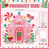 4 Pcs Christmas Gingerbread House Door Decorations Candy Cane Wreath Snowman Christmas Tree Gingerbread House Porch Banners For Holiday Classroom School Office Wall Display (Pink)