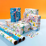 Happy Birthday Dinosaur Wrapping Paper - 3 Rolls, 17" X 120" Each, Packing Paper, Gift Wrap, Dinosaur Party Favor, Birthday Wrap For Girls & Boys, Baby Shower