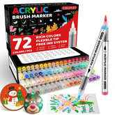 72 Colors Acrylic Paint Markers, Soft Brush Tip Paint Pens And Paint Markers, Acrylic Paint Pens For Wood, Christmas Gifts,Stone,Canvas,Pumpkin,Glass,Egg,Rock Painting And Diy Crafts Art Supplies