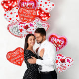 Happy Valentines Day Balloons, 18 Inch Red Pink White Heart Balloons, Valentines Heart Balloon For Valentine Day Romantic Decorations Special Night Party Supplies