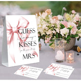 How Many Kisses Bridal Shower Game, Pink Bow Bridal Shower Sign And 50 Cards, Wedding Games For Reception, Engagement Party Games, Wedding Party Decorations, Newlyweds Gifts For Couples,1