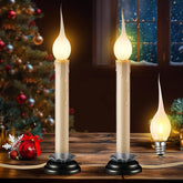 2 Pack Electric Window Candle Lights, 7 Inch Christmas Window Candles Plug In With Led Silicone Bulb, 120V C7 0.6W Warm White Country Rustic Candle Light With 5 Ft Cord And On/Off Switch