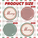 Merry Christmas Paper Plate Gingham Plaid Disposable Plate 9 Inch Red Green Checkered Dinner Dessert Plate For Xmas Winter Party Supplies Table Decor, 40Pcs