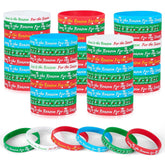 120 Pcs Jesus Is The Reason For The Season Silicone Bracelets Bulk Christmas Religious Rubber Wristband Christian Bracelets Stocking Stuffers Gifts Church Event Party Favors