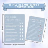 Minimalism Baby Shower Game Kits - Mist Blue - Guess Who Mommy Or Daddy - 30 Fill In Style Game Cards Each Set, Party Favor, Gender Reveal, Baby Announcement - A03