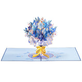 Winter Pop Up Card, 3D Magic Bouquet, Gift For Winter, Christmas Or Holidays Gift, 5" X 7" Cover - Includes Envelope And Note Tag