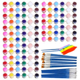20 Pack 140 Pcs Mini Acrylic Paint Set,12 Colors Acrylic Paint Strips With 20 Pcs Brushes Craft Paint Paint Set Container Strips Storage For Painting Artistic Crafts