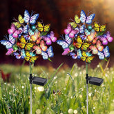 2 Pack Solar Butterfly Flower Garden Lights 44 LED Waterproof Decorative Yard Patio Lights