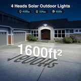 2 Pack 254 LED Solar Flood Lights Waterproof 4 Head Motion Sensor Security Lights