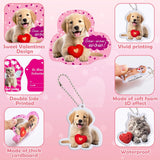 28 Pack Pet Cat & Dog Charm Valentine'S Card & Keychains Set For Kids School Classroom Exchange Gift Boys Girls Party Favors (28 Cards,28 Keychains,28 Envelopes, 42 Stickers)