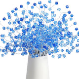 50 Pcs Acrylic Crystal Picks 12 Inch Artificial Beaded Stems Picks For Home Wedding Holiday Vase Fillers Florals Embellishing Diy Crafts Wreaths Bridal Bouquets Decors(Blue)
