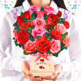 Pop Up Valentine’S Day Card With Light & Music, 12 Inch Paper 3D Rose Bouquet Greeting Card With Envelop, Happy Valentines Day Cards For Wife, Popup Valentines Day Card Gifts For Her Women Girlfriend