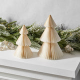 Honeycomb Paper Christmas Tree Decor, 2 Pack, 6 & 8 in, White