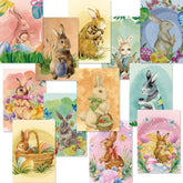 24 Pieces Easter Greeting Cards With Envelopes Happy Easter Note Cards Vintage Bunny For Birthday Anniversary, Assorted Bunnies Designs, 4 X 6 Inches