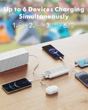 10000mAh Portable Power Bank 3A Fast Charging with 4 Built In Cables LED Display 6 Outputs