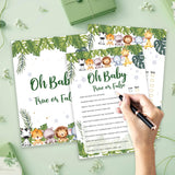 Safari Animals Baby Shower Games Cards, Oh Baby True Or False Game Cards For New Parents Babyshower Activity, Wildlife Gender Reveal Party Games For Decorations Favors Supplies, Set Of 25-01