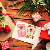 Paper Flower Roses Greeting Cards With Blank Note Delicately Decorated Paper Card For Friends And Family Holiday Thank You Card,Red And Pink.