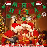 Merry Christmas Banner, Hanging Christmas Banner Decorations, Glitter Paper Xmas Banners Gifts For Inside, Home Office Merry Decorations Merry Decor For Party Fireplace Holiday Ornamentation