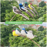 2Pcs Gray Artificial Feathered Birds 6Inch Clip On Sparrow Bird Ornaments For Christmas Tree Decoration Wreath Craft Garden Home Decor Party Accessories