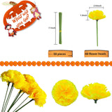 Marigold Flower Heads Bulk 50Pcs, Marigold Artificial Flowers For Diwali Home Decor Diy Wreath Garland Craft Wedding Party Day Of The Dead Decoration Halloween Dia De Los Muertos Decor(Yellow)