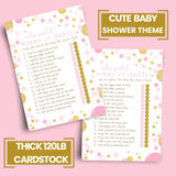 Pink And Gold Baby Shower Game For Girls - 25 Guess Who Mommy Or Daddy Game Cards - Fun Guessing Activities For Guests With Prizes - Star And Moon Theme