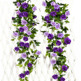 2 Pack (15.8Ft) Fake Rose Garland, Artificial Roses Vines Flower Garland Hanging Floral Vine Wedding Home Backdrop Party Arch Arrangement Decoration