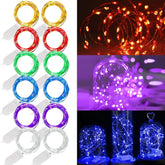 12 Pack Battery Operated Fairy Lights 7FT 20 LED Multicolor Mini String Lights Waterproof Silver Wire Firefly Lights for Mason Jars Party Decor
