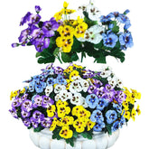 12 Bundles Artificial Flowers Outdoor Uv Resistant Artificial Pansies Faux Plastic Flower In Bulk Fake Outdoor Plants (12, White/Purple/Blue/Yellow)