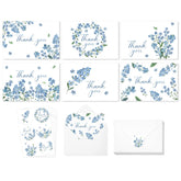 36 Pack Blue Floral Thank You Cards Bulk Forget-Me-Not Myosotis Sylvatica Flower Greeting Cards With Envelope Sticker Thank You Note Cards For Wedding Birthday Baby Shower Bridal Party