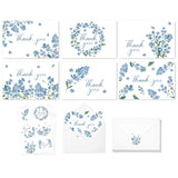 36 Pack Blue Floral Thank You Cards Bulk Forget-Me-Not Myosotis Sylvatica Flower Greeting Cards With Envelope Sticker Thank You Note Cards For Wedding Birthday Baby Shower Bridal Party