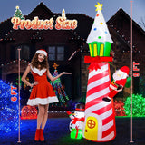 9Ft Christmas Inflatable Outdoor Decoration Inflatable Lighthouse Blow Up Santa Claus And Snowman Decor With Lights For