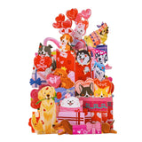 Loved Gift Dogs Pop Up Card, 7 Inches Cute 3D Greeting Card With Heart Balloons, Gift Boxes, Adorable Card For Her, Valentine’S Day, Birthday, Anniversary, Includes Envelope & Message Note