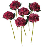 Red Hydrangea Artificial Flowers,6 Pcs Faux Hydrangea Flowers,Artificial Hydrangeas Flowers With Stems,Fake Hydrangeas,Red Silk Flowers With Stems For Home Decor (6, Dark Red)