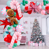 Christmas Balloon Garland Arch Kit With 143 Pcs Xmas Pink Green Red Balloons Cane Candy Foil Balloons For Christmas Party Decorations Xmas New Year Birthday Party Supplies