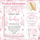 321 Pcs Pink Bow Baby Shower Decorations Set 5 Games Include Pink Ribbon Baby Shower Bingo Word Scramble Description The Price Guess Don'T Say The Word Sign For Coquette Bow Game Party Decor