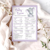 Gender Neutral Baby Shower Games — Baby Trivia Game — Pack Of 25 — Purple Elephant Little Peanut Theme, Fun Facts Baby Shower Activity, Gender Reveal Party Couples Shower, Sprinkle, Sip & See G503-Trv