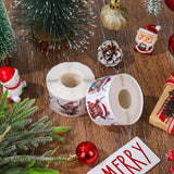 1000Pcs Christmas Highland Cow Roll Stickers Watercolor Rustic Cow Self-Adhesive Label Decals For Winter Xmas Seal Cards Envelopes, 2 Rolls, 12 Designs