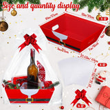 12 Pack 12X10X4 Christmas Gift Baskets Empty Bulk, Includes 12 Santa Cardboard Baskets With Handles, 12 Plastic Bags And 12 Bows, Cardboard Tray Large Gift Baskets Kit For Holiday