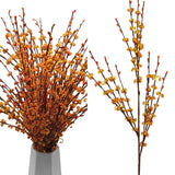 5 Pcs 29.5" Long Fake Fall Flowers Burnt Orange Jasmine Fall Floral Stems For Wedding Thanksgiving Bouquets Dried Autumn Orange Fake Flowers For Vases Home Parties Thanksgiving Decor